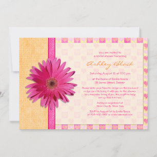 Rosa Gerbera Daisy Orange Bridal Dusche Einladung