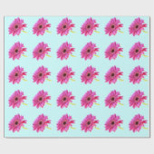 Rosa Gerbera Daisy über blauen Hintergrund Geschenkpapier (Flach)