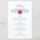 Rosa Gerbera Daisy Wedding Menu Card (Vorderseite)