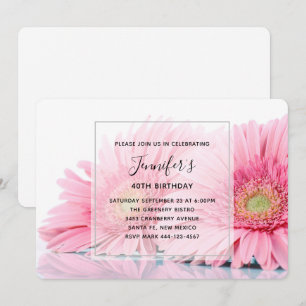Rosa Gerbera-Elegantes Foto Geburtstag Einladung