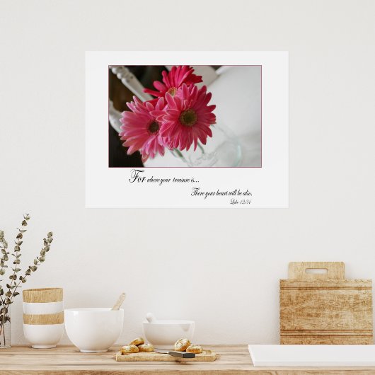 Rosa-Gerbera-Gänse Poster (Küche)