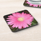 Rosa Gerbera-Gänseblümchen-Blume Untersetzer (Linke Seite)