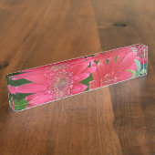 Rosa Gerbera-Gänseblümchen Namensplakette (Seite)