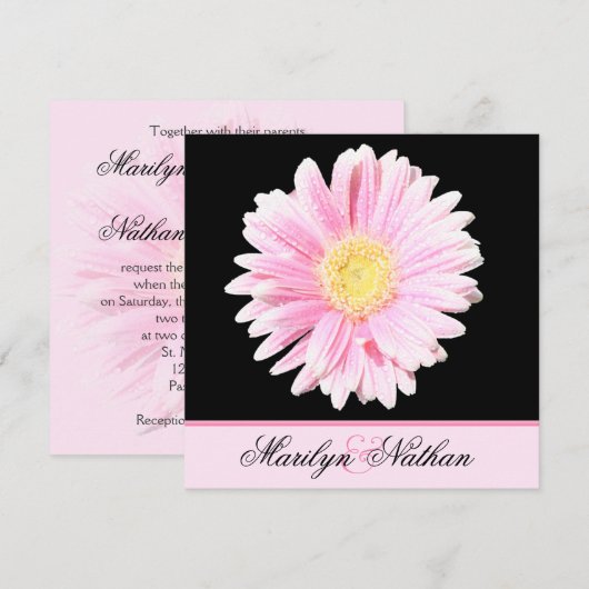 Rosa Gerbera Hochzeitseinladung Einladung (Vorne/Hinten)