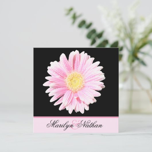Rosa Gerbera Hochzeitseinladung Einladung (Stehend Vorderseite)