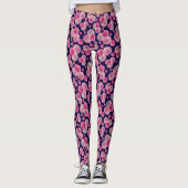 Rosa Gerbera-Margerite Blumenmuster Leggings (Vorderseite)