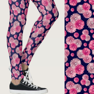 Rosa Gerbera-Margerite Blumenmuster Leggings