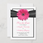 Rosa Gerbera mit Schwarz-Band-Save the Date-Karte Save The Date (Vorderseite)