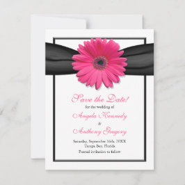 Rosa Gerbera mit Schwarz-Band-Save the Date-Karte Save The Date