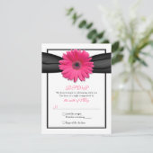 Rosa Gerbera mit schwarzer Ribbon-Antwortkarte RSVP Karte (Stehend Vorderseite)