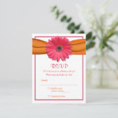 Rosa Gerbera Orange Ribbon Bat Mitzvah Replik Card RSVP Karte (Stehend Vorderseite)