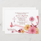 Rosa Gerbera Religiöse Einladung (Vorne/Hinten)