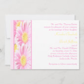 Rosa Gerberas auf der Einladung zur White Wedding (Rückseite)