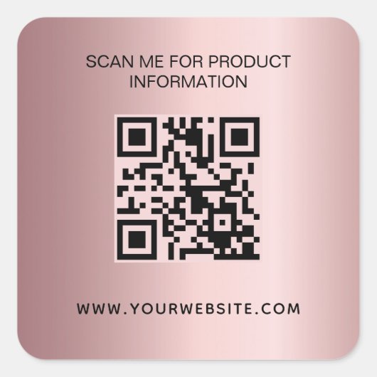 Rosa Geschäftsinfo-QR-Code Quadratischer Aufkleber (Vorderseite)