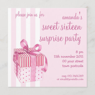 Rosa Geschenk Geburtstag Einladung