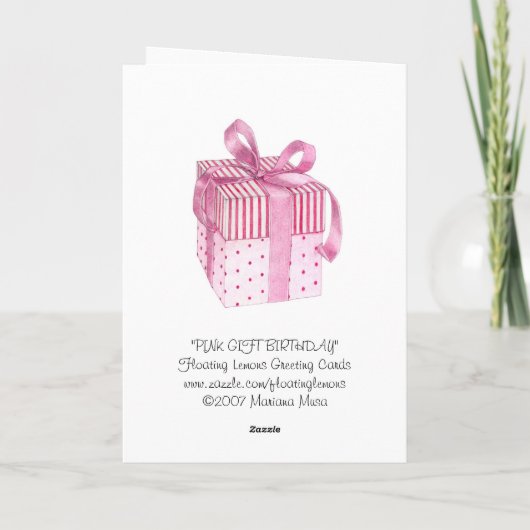 Rosa Geschenk Geburtstagskarte Karte (Rückseite)