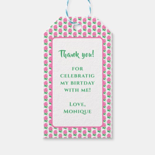 Rosa-Geschenk-Tag Geschenkanhänger (Vorderseite)