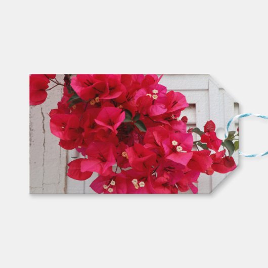 Rosa Geschenkanhänger Blumen (Vorderseite (Horizontal))