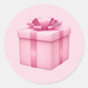Rosa Geschenkboxen Emoji Art Runder Aufkleber