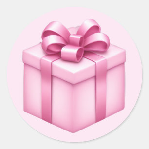 Rosa Geschenkboxen Emoji Runder Aufkleber