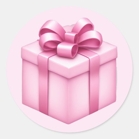 Rosa Geschenkboxen Emoji Runder Aufkleber (Vorderseite)