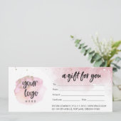 Rosa Geschenkgutschein für moderne Unternehmen mit (Stehend Vorderseite)