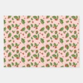 Rosa Geschenkpapier mit Stechpalme Set (Vorderseite 3)