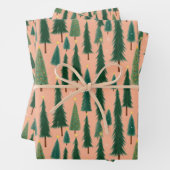 Rosa Geschenkpapier mit Weihnachtsbaum-Motiv, mode Set (Beispiel)