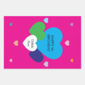 Rosa Geschenkpapierbögen mit Herzen Geschenkpapier Set (Vorderseite)