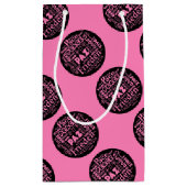 Rosa Geschenktasche Friedensdesign in mehreren Spr Kleine Geschenktüte (Rückseite)