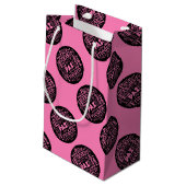 Rosa Geschenktasche Friedensdesign in mehreren Spr Kleine Geschenktüte (Rückseite Schrägansicht)