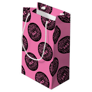 Rosa Geschenktasche Friedensdesign in mehreren Spr Kleine Geschenktüte