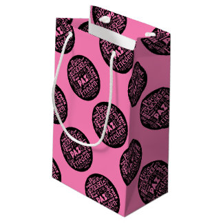 Rosa Geschenktasche Friedensdesign in mehreren Spr Kleine Geschenktüte