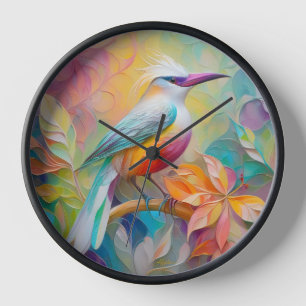 Rosa geschnabelter Rotbrust-Fantasievogel Uhr