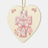 Rosa Gesegnetes Christliches Kreuz Keramik Ornament (Links)