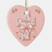 Rosa Gesegnetes Christliches Kreuz Keramik Ornament (Rechts)