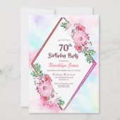 Rosa Gesichtsgeometrie 70. Geburtstag Einladung (Vorderseite)