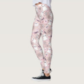 Rosa Gespenster & Halloween Elemente Nahtloses Mus Leggings (Links)