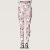 Rosa Gespenster & Halloween Elemente Nahtloses Mus Leggings (Vorderseite)