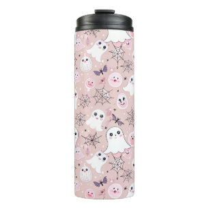 Rosa Gespenster & Halloween Elemente Nahtloses Mus Thermosbecher