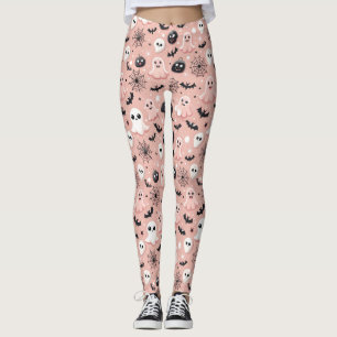 Rosa Gespenster und Halloween Nahtloses Muster Leggings