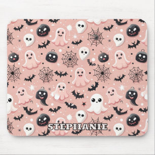 Rosa Gespenster und Halloween Nahtloses Muster Mousepad