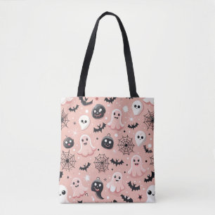 Rosa Gespenster und Halloween Nahtloses Muster Tasche