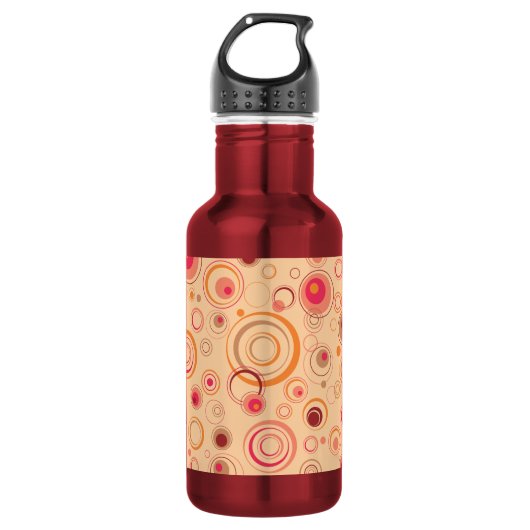 Rosa gespielte Retro-Kreise Trinkflasche (Vorderseite)