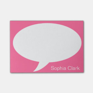 Rosa Gesprächs-Blase gerundetes personalisiertes Post-it Klebezettel