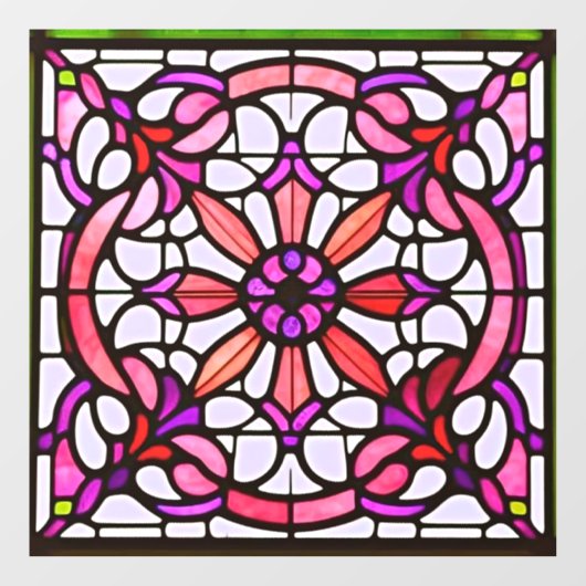Rosa gestanztes Glas Art Nouveau AI Art Window Fensteraufkleber (Blatt)