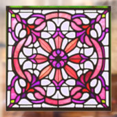 Rosa gestanztes Glas Art Nouveau AI Art Window Fensteraufkleber (Blatt 2)