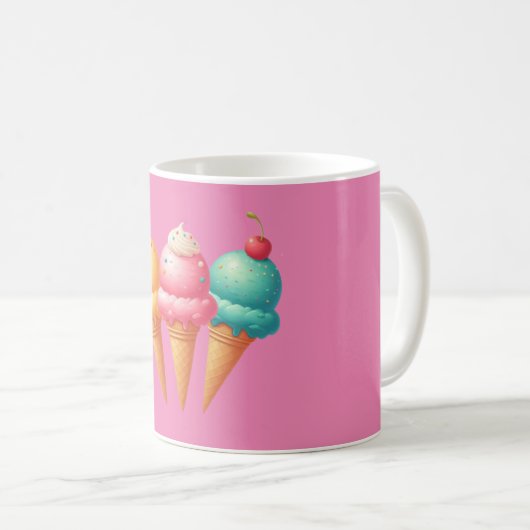 Rosa gestreift Eiscreme Kaffeetasse (VorderseiteRechts)
