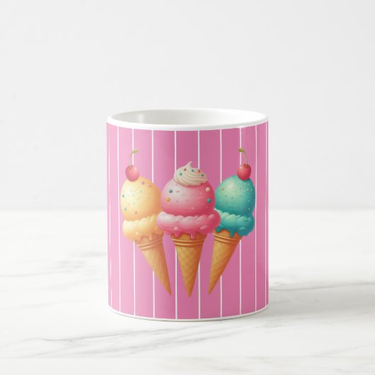 Rosa gestreift Eiscreme Kaffeetasse (Mittel)