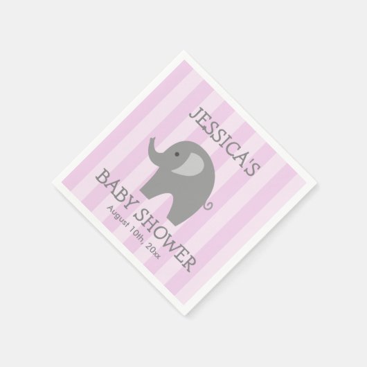 Rosa gestreift, graue Elefantennusspuppe Serviette (Ecke)